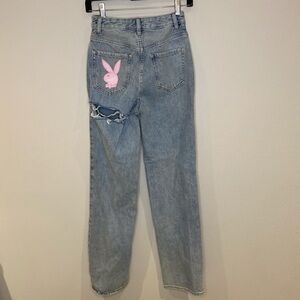 Playboy PacSun Bunny '90s Boyfriend Jeans High Rise Ripped Distressed Size 25